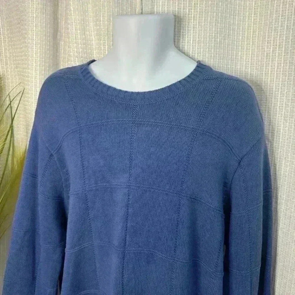 Colours By Alexander Julian Cable Knit Crewneck Sweater Mens Large Long Blue - Picture 2 of 8
